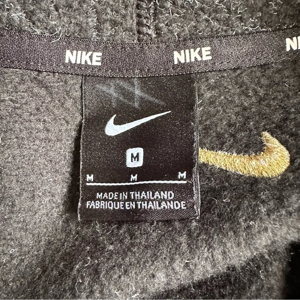 Nike Women’s Cozy Black Gold Pullover Cowl Neck Fleece Jacket Size‎ Medium EUC